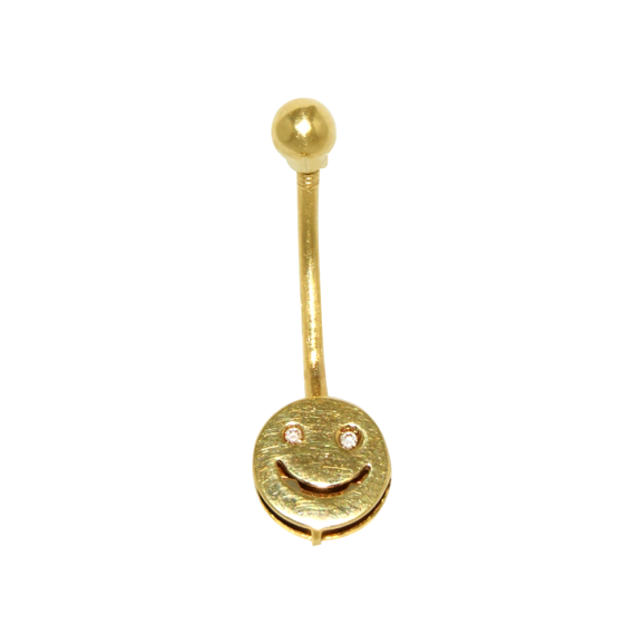 Piercing de Umbigo em Ouro Amarelo 18K Smile com Brilhantes