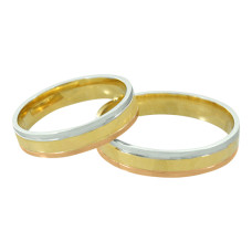 Aliança de Casamento em Ouro Amarelo, Ouro Branco e Ouro Vermelho