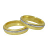 Aliança de Casamento em Ouro Amarelo 18K com Fio em Ouro Branco